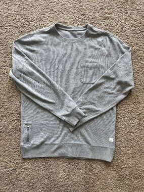 Vuori Jeffreys Pullover Light Gray Pocket Crewneck Sweatshirt Size Large